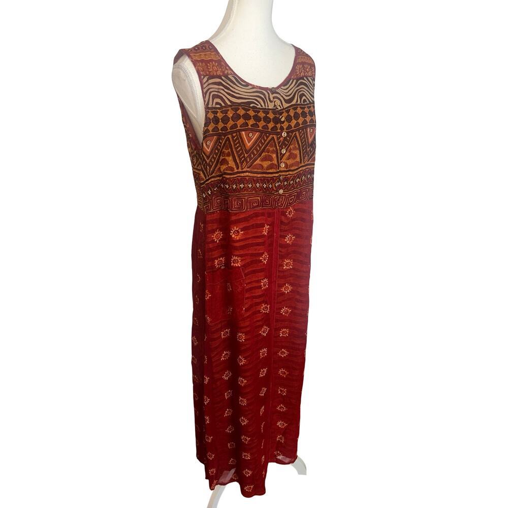 Vintage René Derhy X Collection Mixed-Print Embroidered Maxi Dress – Medium